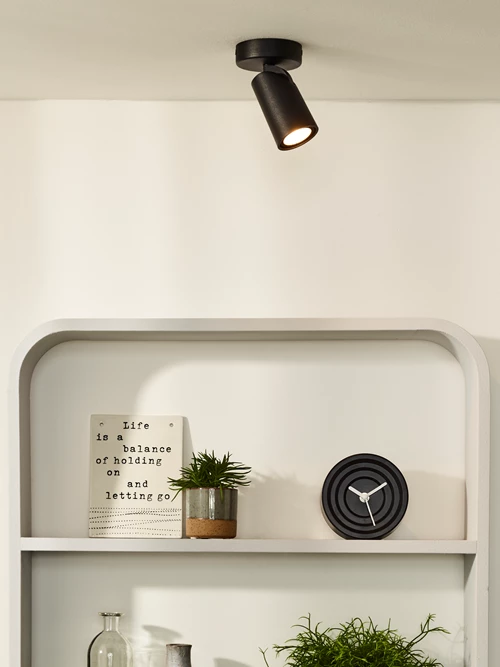 Lucide XYRUS - Ceiling spotlight - Ø 9 cm - LED Dim to warm - GU10 - 1x5W 2200K/3000K - Black - atmosphere 1